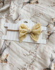 Velvet Prairie Bow Headband - Lemon