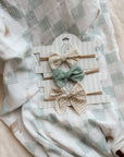 Linen Baby Bow Headband - Teal