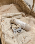 Baby Bow Headband - Stone Gingham