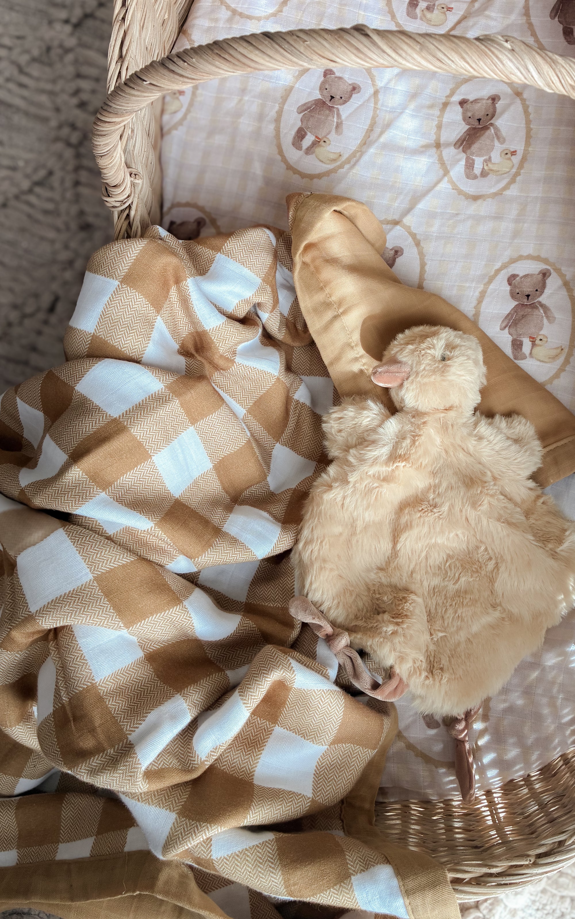 Mustard Check Cot Blanket