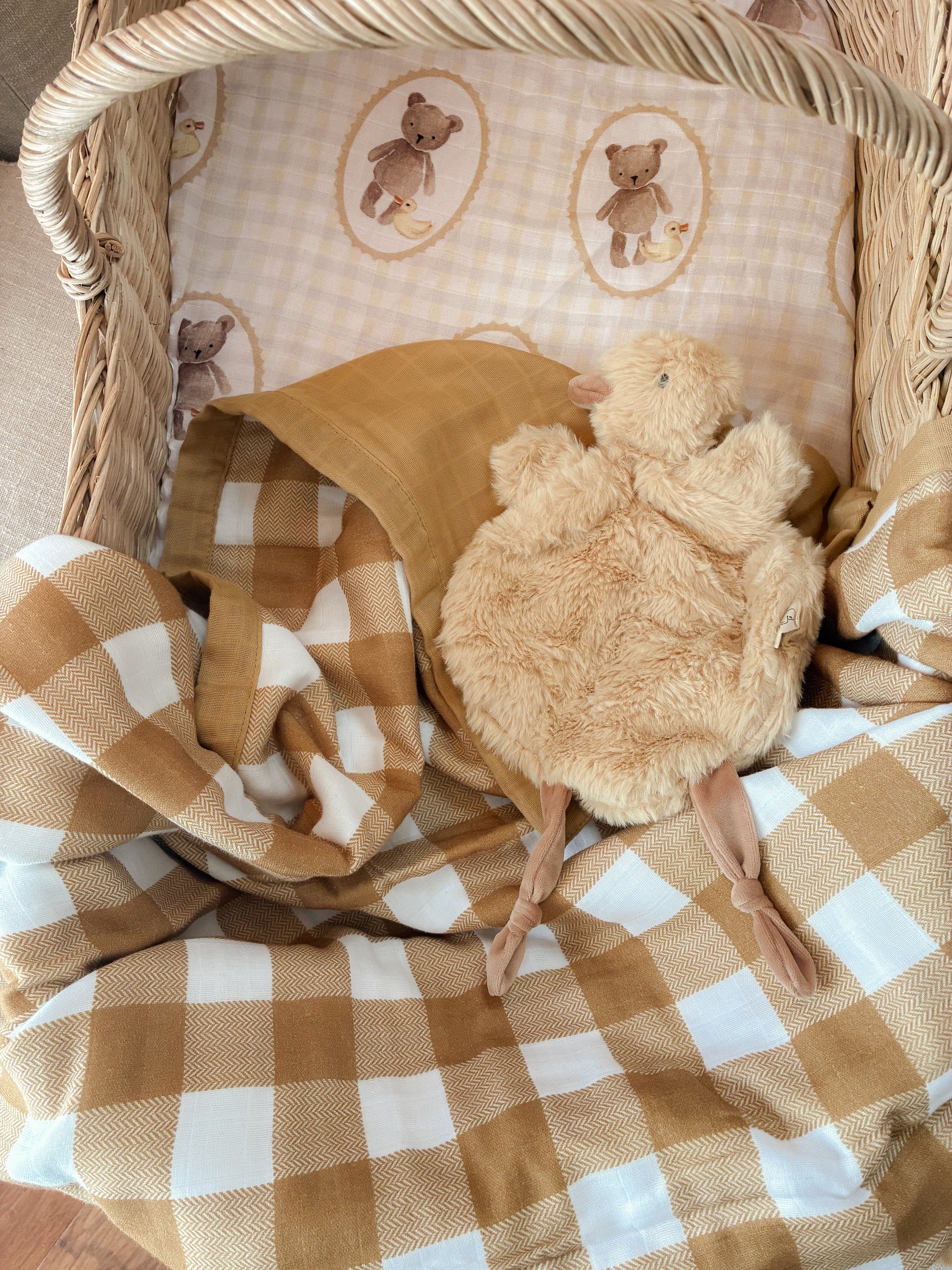 Mustard Check Cot Blanket