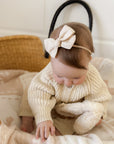 Linen Baby Bow Headband - Ivory