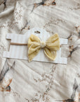 Velvet Prairie Bow Headband - Lemon