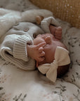 Linen Baby Bow Headband - Ivory