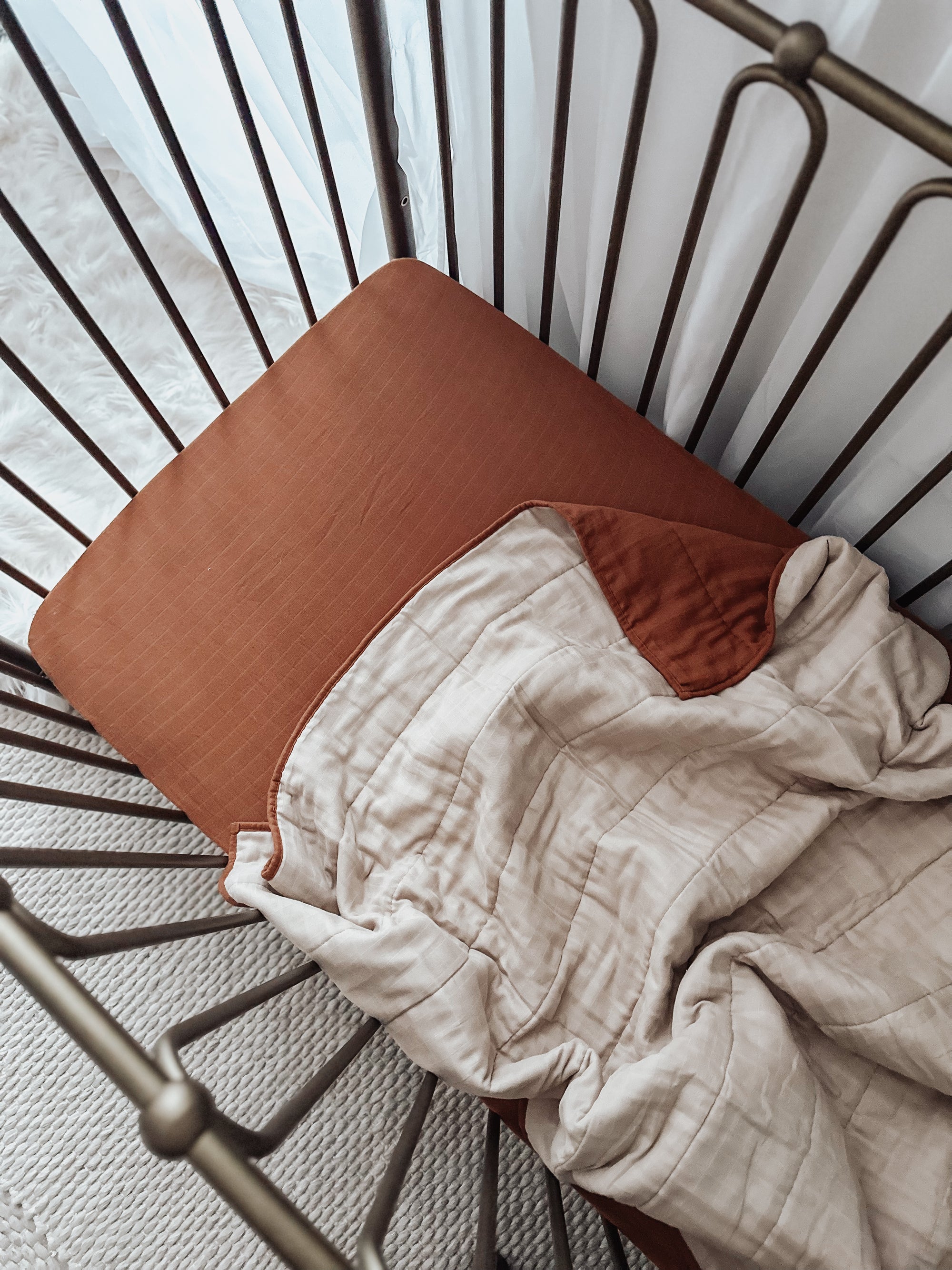 Rust Fitted Cot Sheet